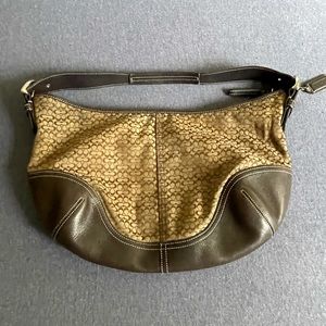 Authentic Coach brown signature hobo shoulder bag